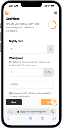 Host adjusting property pricing using the flexible rate tools on City Spaces and Booking platform.